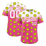 Custom White Pink Graffiti Gradient Pattern Smile Baseball Jersey | BuyFootballJersey