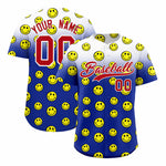 Custom White Royal Graffiti Gradient Pattern Smile Baseball Jersey | BuyFootballJersey