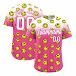 Custom White Pink Graffiti Gradient Pattern Smile Baseball Jersey | BuyFootballJersey