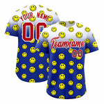 Custom White Royal Graffiti Gradient Pattern Smile Baseball Jersey | BuyFootballJersey