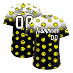 Custom White Black Graffiti Gradient Pattern Smile Baseball Jersey | BuyFootballJersey