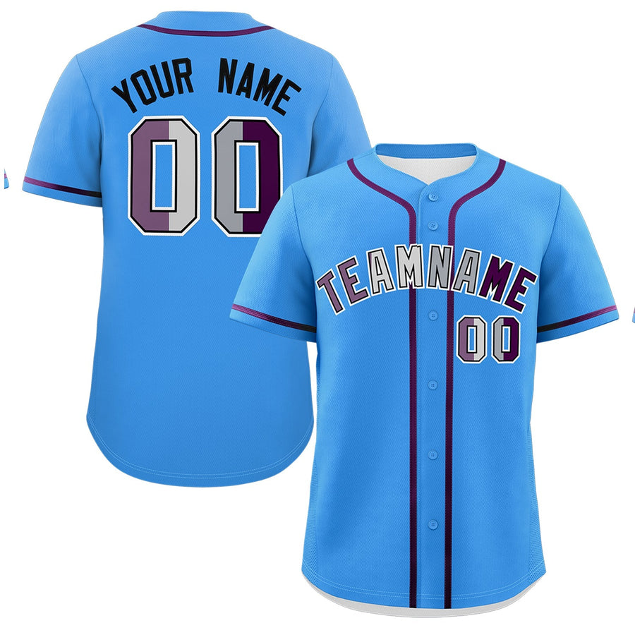 Custom Powder Blue Purple Genderless For Pride Month Classic Style Baseball Jersey | BuyFootballJersey