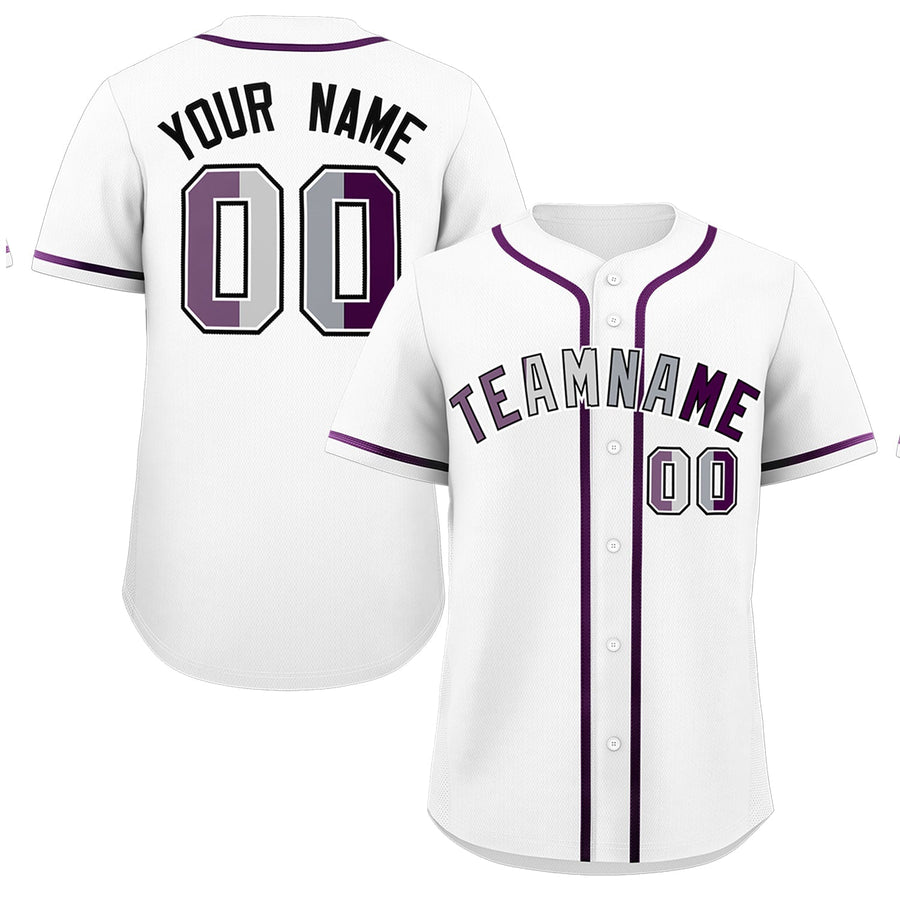 Custom White Purple Genderless For Pride Month Classic Style Baseball Jersey | BuyFootballJersey