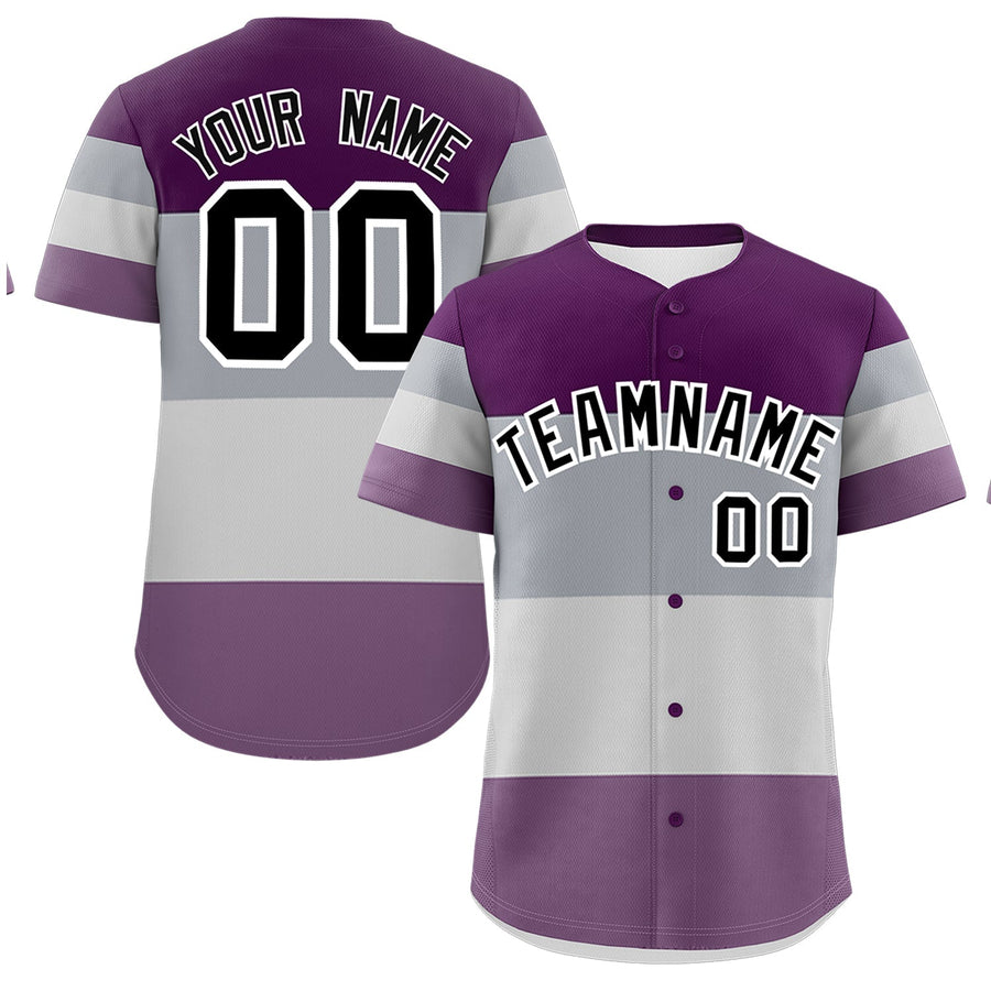 Custom Gray Purple Black Genderless For Pride Month Color Block Baseball Jersey | BuyFootballJersey