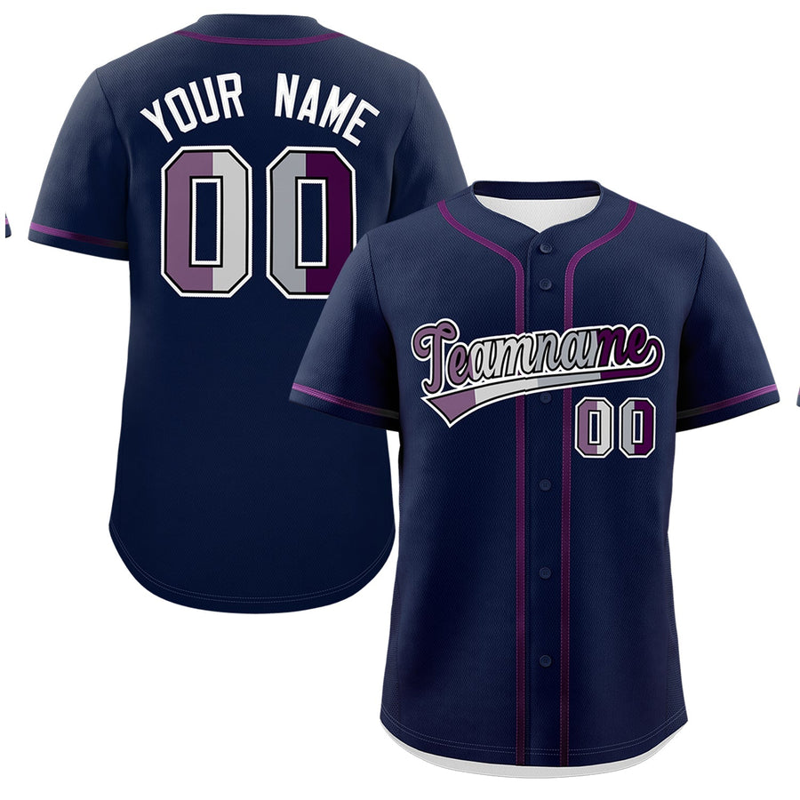 Custom Navy Purple Genderless For Pride Month Classic Style Baseball Jersey | BuyFootballJersey