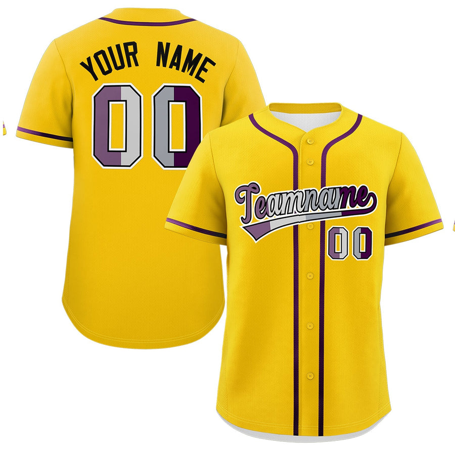 Custom Gold Purple Genderless For Pride Month Classic Style Baseball Jersey | BuyFootballJersey