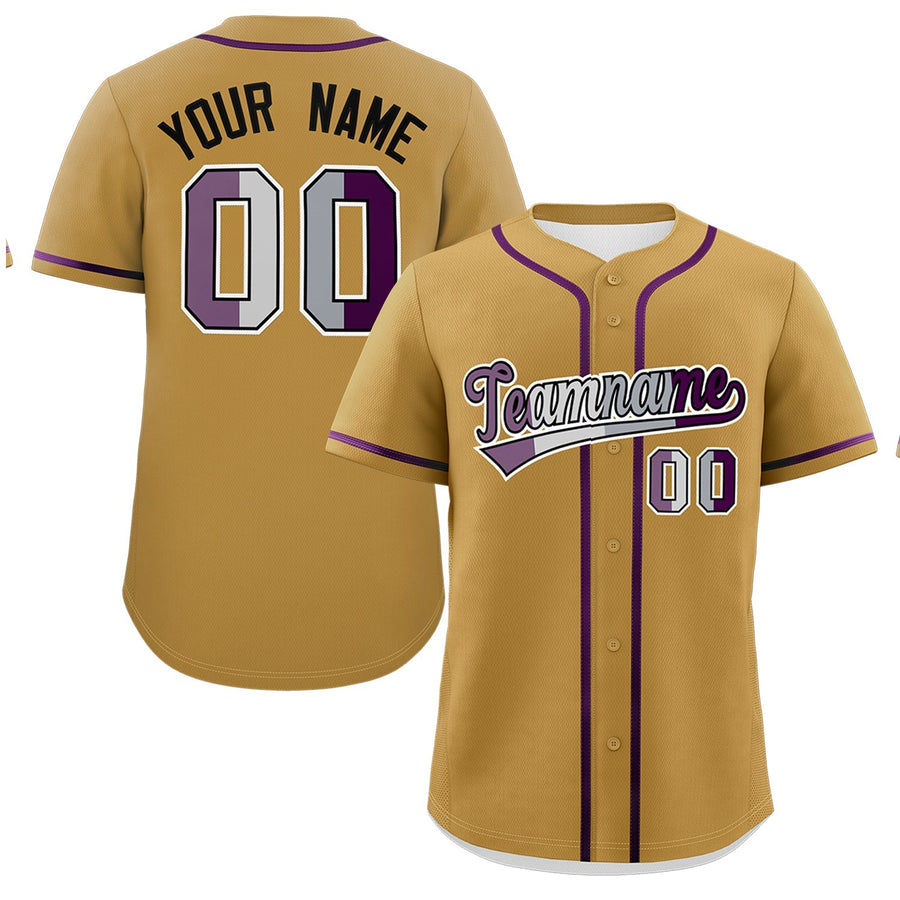 Custom Old Gold Purple Genderless For Pride Month Classic Style Baseball Jersey | BuyFootballJersey