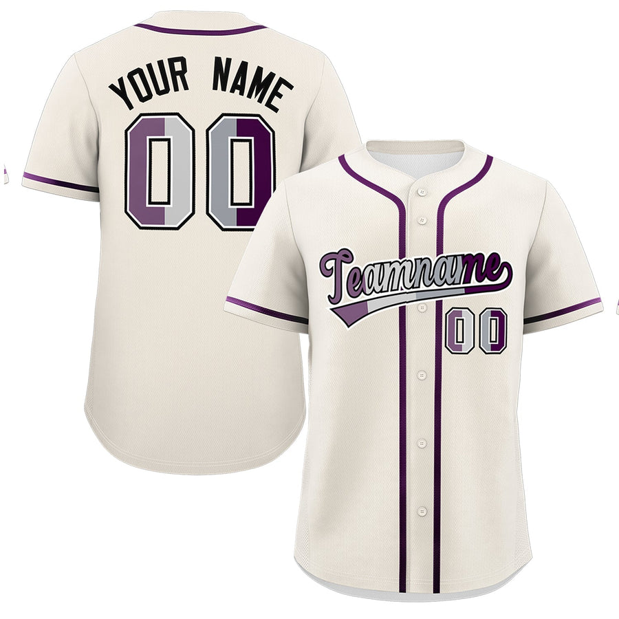 Custom Cream Purple Genderless For Pride Month Classic Style Baseball Jersey | BuyFootballJersey
