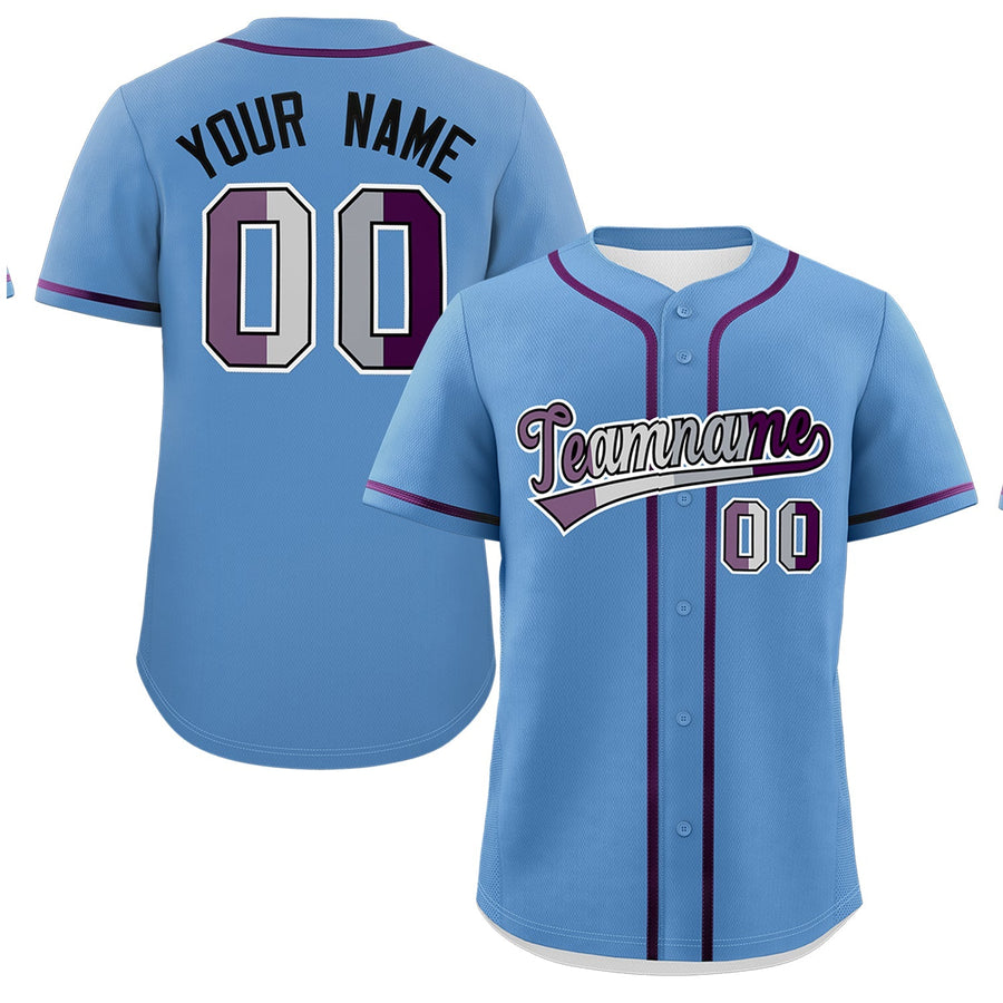 Custom Light Blue Purple Genderless For Pride Month Classic Style Baseball Jersey | BuyFootballJersey
