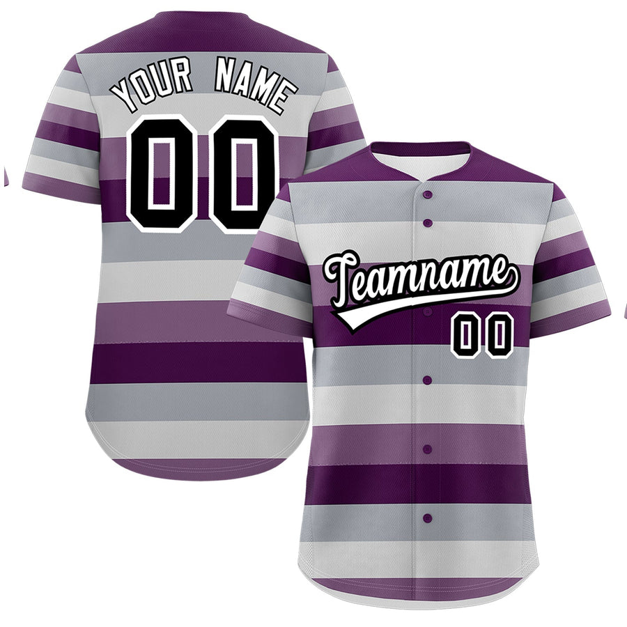 Custom Purple Gray Genderless For Pride Month Color Block Baseball Jersey | BuyFootballJersey