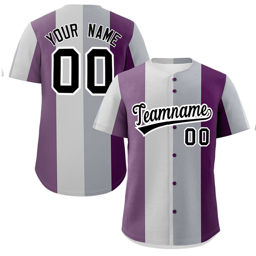 Custom Gray Purple Light Purple Genderless For Pride Month Color Block Baseball Jersey | BuyFootballJersey
