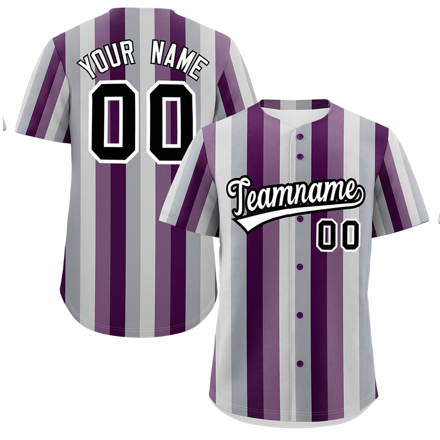 Custom Gray Light Purple Purple Genderless For Pride Month Color Block Baseball Jersey | BuyFootballJersey