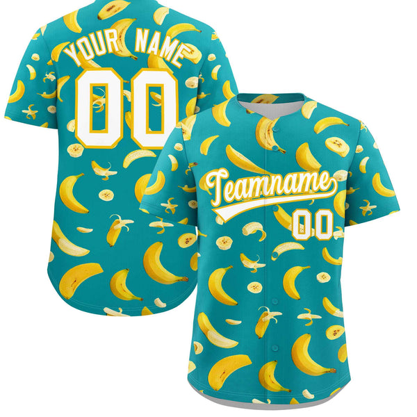 Custom Aqua Banana Graffiti Pattern Fashion Baseball Jersey | BuyFootballJersey
