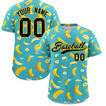 Custom Teal Banana Graffiti Pattern Fashion Baseball Jersey | BuyFootballJersey