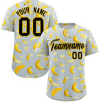 Custom Silver Banana Graffiti Pattern Fashion Baseball Jersey | BuyFootballJersey