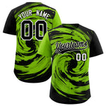 Custom Neon Green Black Swirl Graffiti Pattern Baseball Jersey | BuyFootballJersey