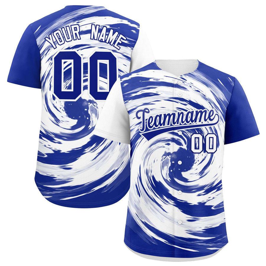 Custom White Royal Swirl Graffiti Pattern Baseball Jersey | BuyFootballJersey