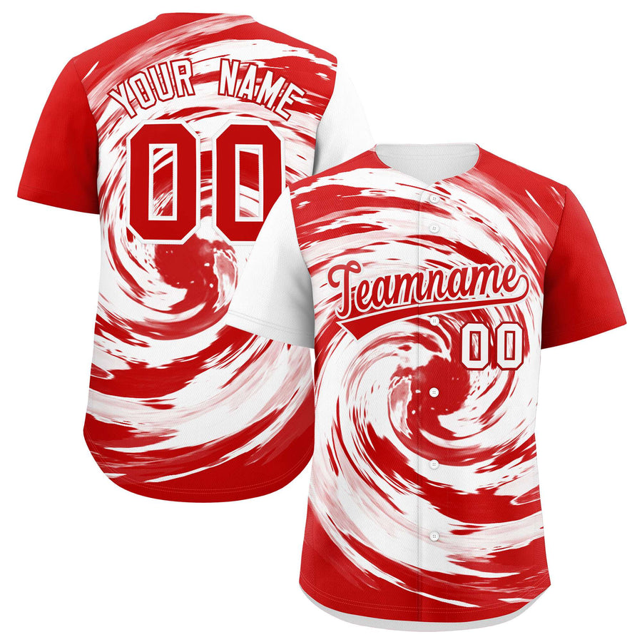 Custom White Red Swirl Graffiti Pattern Baseball Jersey | BuyFootballJersey