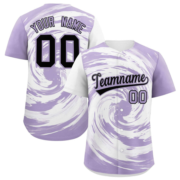 Custom White Light Purple Swirl Graffiti Pattern Baseball Jersey | BuyFootballJersey