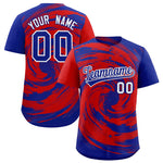 Custom Red Royal Swirl Graffiti Pattern Baseball Jersey | BuyFootballJersey