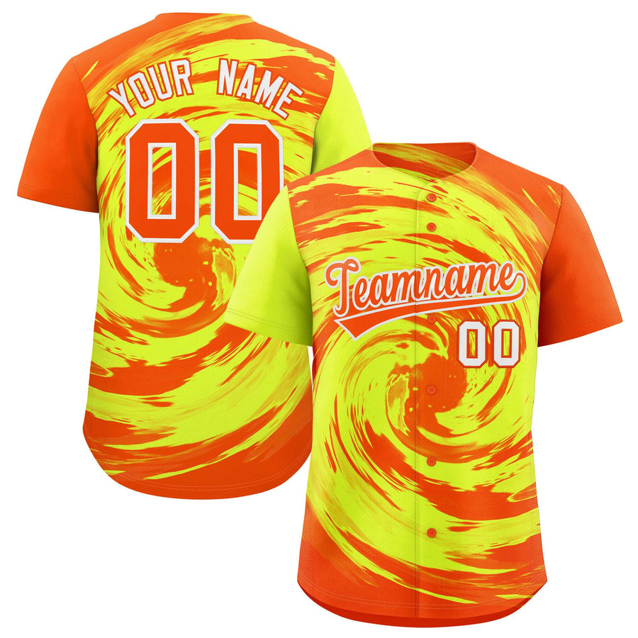 Custom Green Orange Swirl Graffiti Pattern Baseball Jersey | BuyFootballJersey
