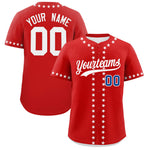 Custom Red White Star Ribbing Baseball Jersey | BuyFootballJersey