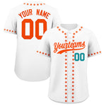 Custom White Orange Star Ribbing Baseball Jersey | BuyFootballJersey