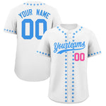 Custom White Powder Blue Star Ribbing Baseball Jersey | BuyFootballJersey