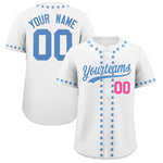 Custom White Light Blue Star Ribbing Baseball Jersey | BuyFootballJersey