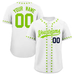 Custom White Neon Green Star Ribbing Baseball Jersey | BuyFootballJersey