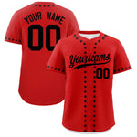 Custom Red Black Star Ribbing Baseball Jersey | BuyFootballJersey