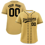Custom Old Gold Black Star Ribbing Baseball Jersey | BuyFootballJersey