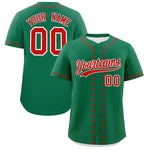 Custom Kelly Green Red Star Ribbing Baseball Jersey | BuyFootballJersey