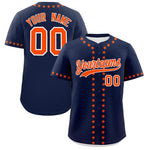 Custom Navy Orange Star Ribbing Baseball Jersey | BuyFootballJersey