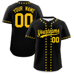 Custom Black Gold Star Ribbing Baseball Jersey | BuyFootballJersey