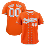 Custom Orange Gray Star Ribbing Baseball Jersey | BuyFootballJersey