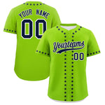 Custom Neon Green Navy Star Ribbing Baseball Jersey | BuyFootballJersey