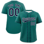 Custom Aqua Navy Star Ribbing Baseball Jersey | BuyFootballJersey