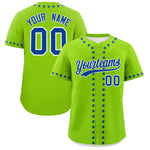 Custom Neon Green Royal Star Ribbing Baseball Jersey | BuyFootballJersey