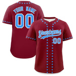 Custom Crimson Powder Blue Star Ribbing Baseball Jersey | BuyFootballJersey