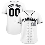 Custom White Black Star Ribbing Baseball Jersey | BuyFootballJersey
