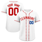 Custom White Red Star Ribbing Baseball Jersey | BuyFootballJersey