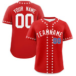 Custom Red White Star Ribbing Baseball Jersey | BuyFootballJersey