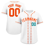 Custom White Orange Star Ribbing Baseball Jersey | BuyFootballJersey