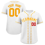 Custom White Yellow Star Ribbing Baseball Jersey | BuyFootballJersey