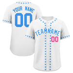 Custom White Powder Blue Star Ribbing Baseball Jersey | BuyFootballJersey