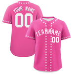 Custom Pink White Star Ribbing Baseball Jersey | BuyFootballJersey
