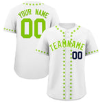 Custom White Neon Green Star Ribbing Baseball Jersey | BuyFootballJersey