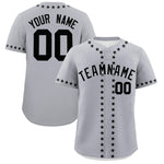 Custom Gray Black Star Ribbing Baseball Jersey | BuyFootballJersey