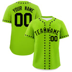 Custom Neon Green Black Star Ribbing Baseball Jersey | BuyFootballJersey